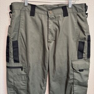 Tactical Series Mens Olive Green Ripstop Cargo Pants Multi Pocket Utility Size M